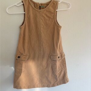 Sleeveless Tan Corduroy Pinafore Dress